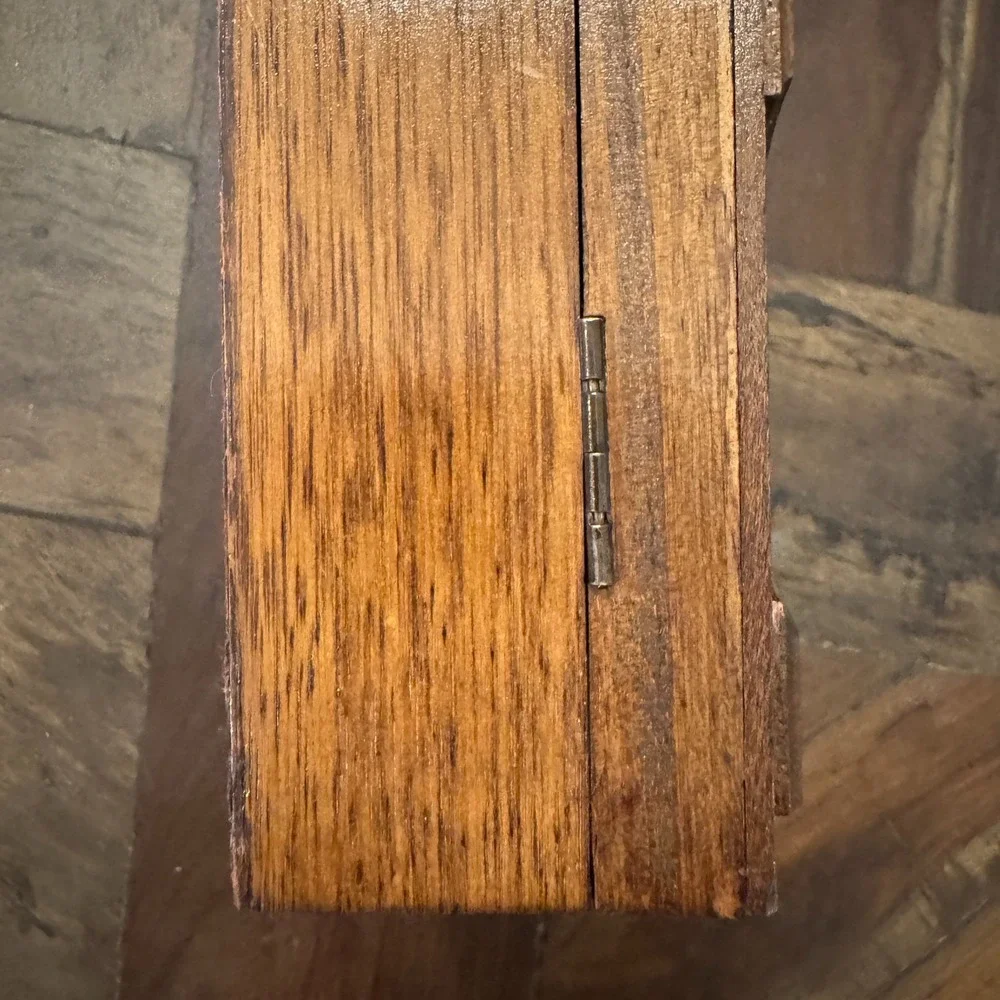 Vintage‎ Wood Brass  Leather Men's Jewelry Box 12